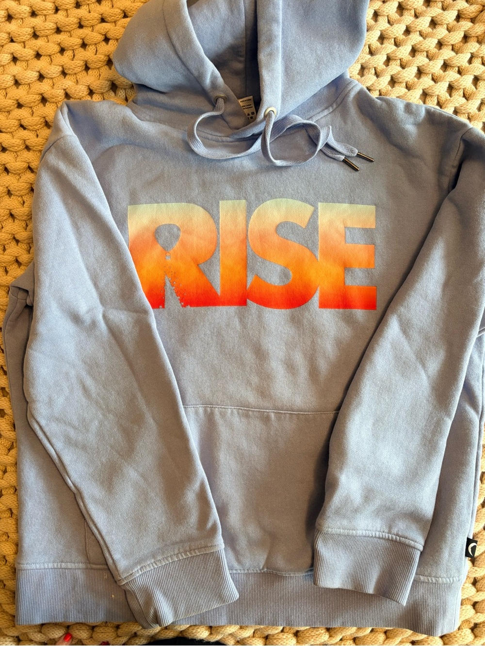 Zyia Active Rise  Hoodie - Light Blue with Orange Gradient